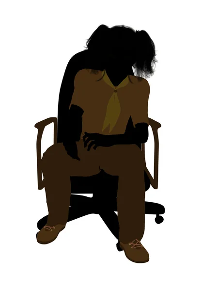 Girl Scout Sitting In A Chair Illustration Silho — Stock Photo, Image