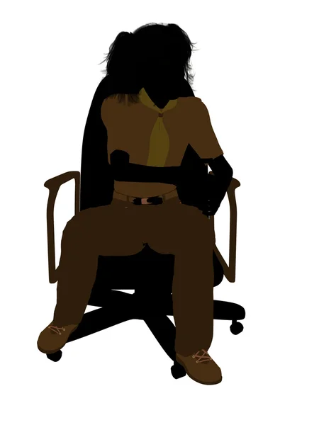 Дівчина Scout Сидячи В A Стілець Ілюстрація Silho — стокове фото