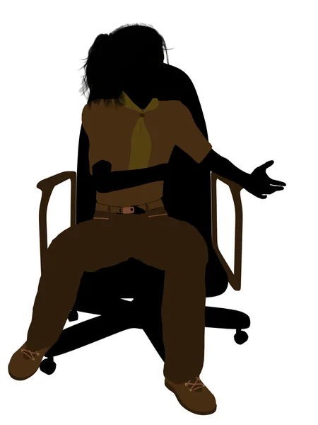 Девушка-скаут, сидящая в кресле Иллюстрация Сильо — стоковое фото