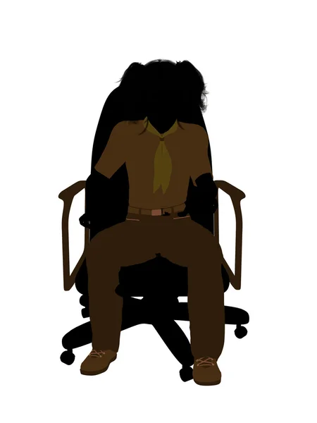Scout fille assis dans une chaise Illustration Silho — Photo