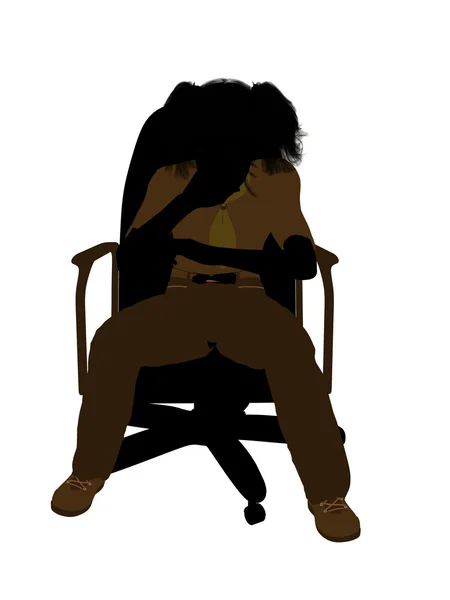 Pige spejder sidder i en stol illustration Silho - Stock-foto