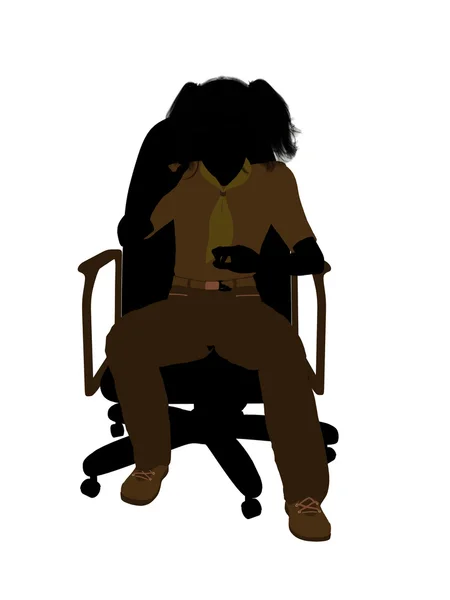Chica Scout sentada en una silla Ilustración Silho — Foto de Stock
