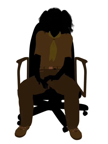 ガール スカウトの椅子の図 silho に座っています。 — ストック写真