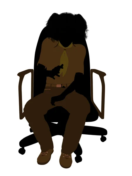 Skautka sedí v židli ilustrace silho — Stock fotografie