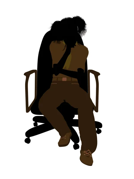 Girl scout sitter i en stol illustration-silho — Stockfoto