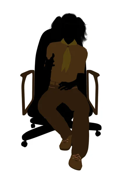 Girl scout ül egy széken illusztráció silho — Stock Fotó