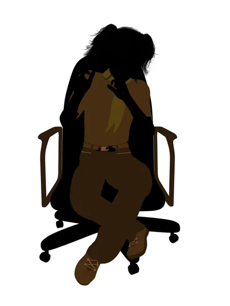 Дівчина Scout Сидячи В A Стілець Ілюстрація Silho — стокове фото