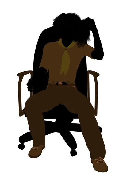 Harcerka, siedzi w silho ilustracja krzesło — Zdjęcie stockowe