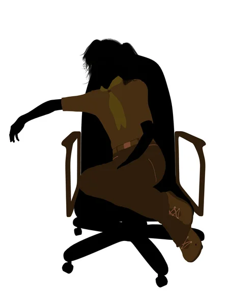 ガール スカウトの椅子の図 silho に座っています。 — ストック写真