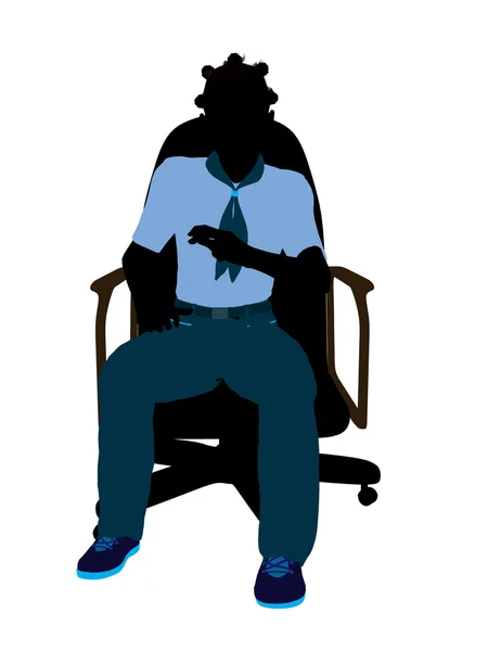 私は椅子に座っているアフリカ系アメリカ人のガール スカウト — ストック写真