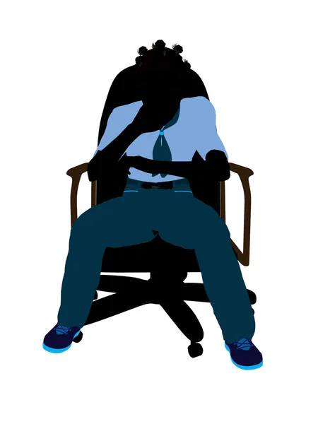 私は椅子に座っているアフリカ系アメリカ人のガール スカウト — ストック写真