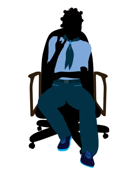 Niña afroamericana exploradora sentada en una silla I —  Fotos de Stock