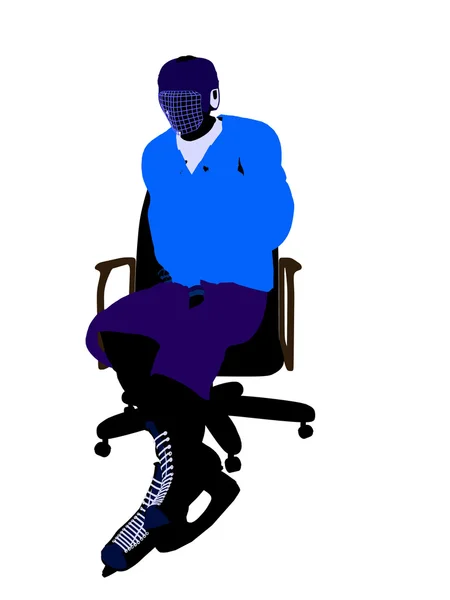 Мужской хоккеист сидит на стуле Illustrati — стоковое фото