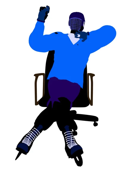 Hockeyspieler sitzt auf einem Stuhl — Stockfoto