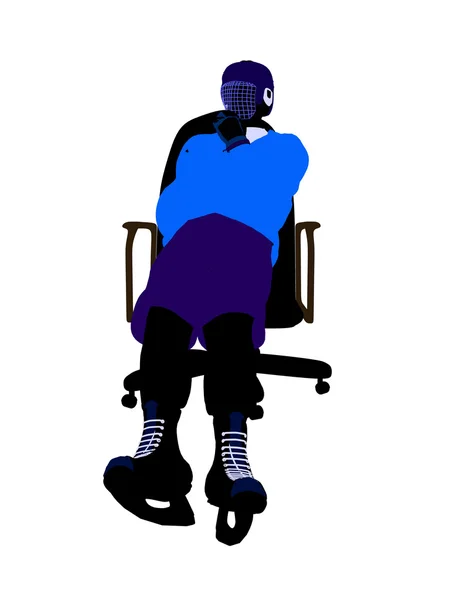 Hockeyspieler sitzt auf einem Stuhl — Stockfoto
