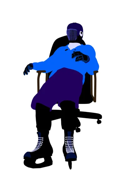 Mužské hokejista, sedí na židli illustrati — Stock fotografie