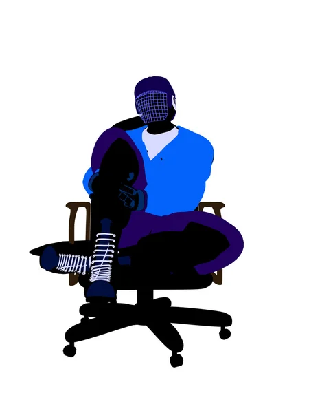 Jucător de hochei masculin așezat pe un scaun Illustrati — Fotografie, imagine de stoc
