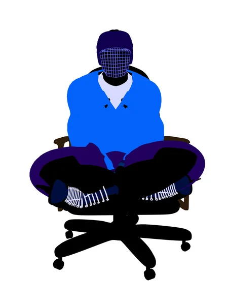 椅子のイラスト上に座っている男性のホッケー選手 — ストック写真