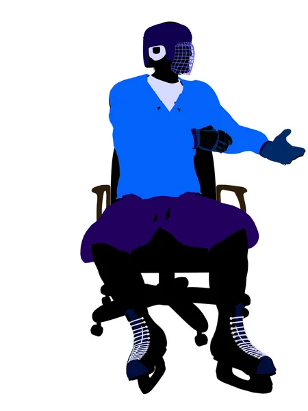 ผู้เล่นฮอกกี้ชายนั่งบนเก้าอี้ Illustrati — ภาพถ่ายสต็อก