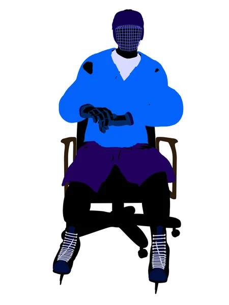 椅子のイラスト上に座っている男性のホッケー選手 — ストック写真