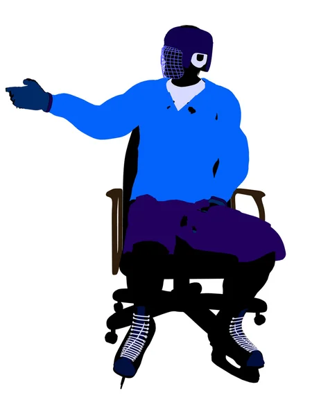 Bir sandalye illustrati oturan erkek hokey oyuncusu — Stok fotoğraf