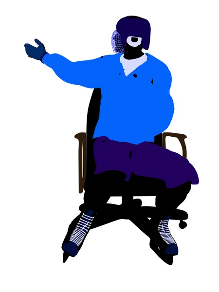 Bir sandalye illustrati oturan erkek hokey oyuncusu — Stok fotoğraf