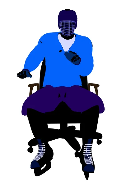 Manliga ishockeyspelare som sitter på en stol illustrati — Stockfoto