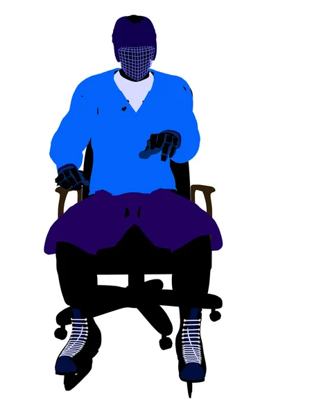 Αρσενικό χόκεϊ παίκτης που κάθεται σε μια καρέκλα illustrati — Φωτογραφία Αρχείου