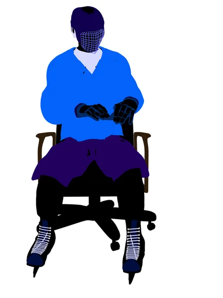 Mężczyzna hokeista siedzi na krześle illustrati — Zdjęcie stockowe