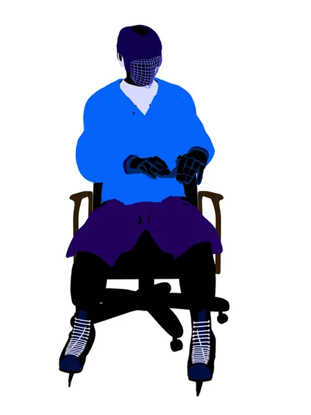 Mężczyzna hokeista siedzi na krześle illustrati — Zdjęcie stockowe