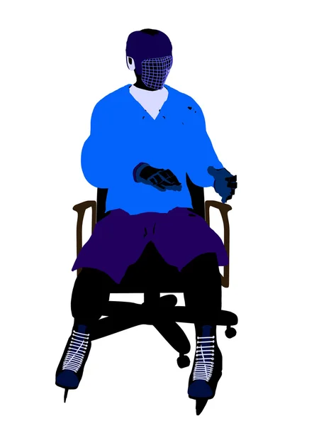 Jugador de hockey masculino sentado en una silla Illustrati —  Fotos de Stock