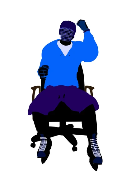 Mannelijke hockeyspeler zittend op een stoel illustrati — Stockfoto