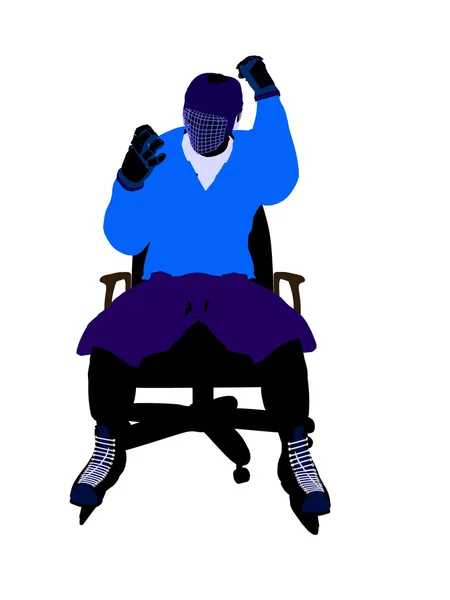 坐在椅子上 illustrati 上的男子曲棍球球员 — 图库照片