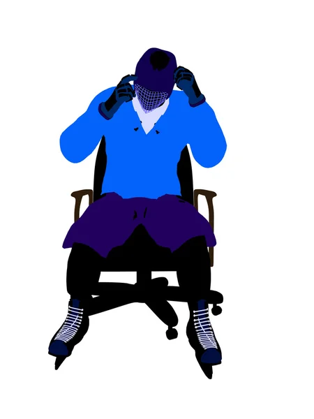 Αρσενικό χόκεϊ παίκτης που κάθεται σε μια καρέκλα illustrati — Φωτογραφία Αρχείου