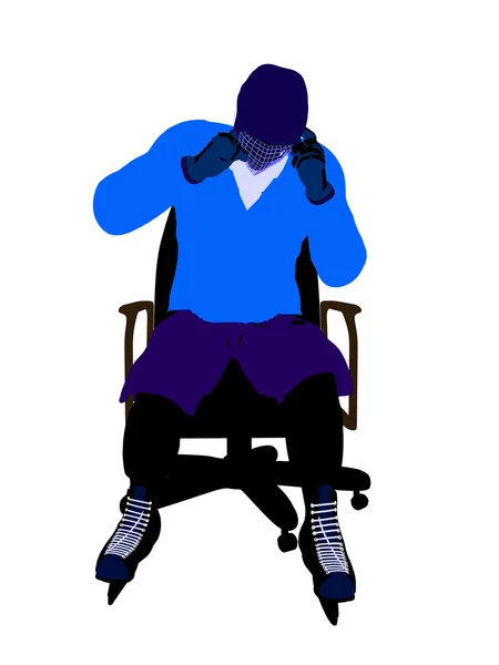 Мужской хоккеист сидит на стуле Illustrati — стоковое фото