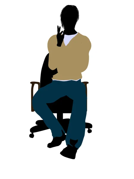 Випадковий одягнений чоловік сидить в стілець ілюстратор — стокове фото