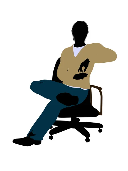 Bir sandalye illustrat oturan casual giyinen erkek — Stok fotoğraf