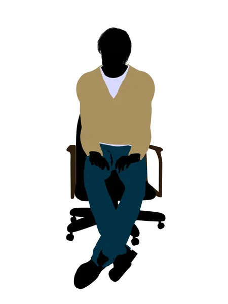 Casual îmbrăcat de sex masculin așezat într-un scaun Illustrat — Fotografie, imagine de stoc