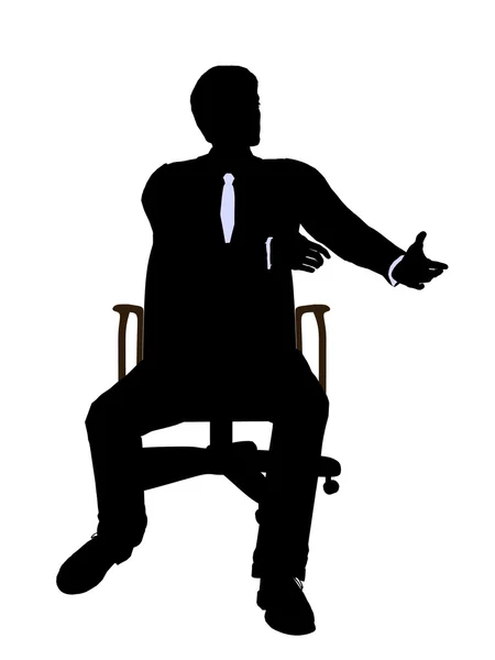 Чоловік одягнений діловий костюм сидить на стільці — стокове фото