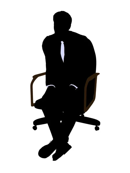 Férfi ül egy széken üzleti öltöny viselése — Stock Fotó