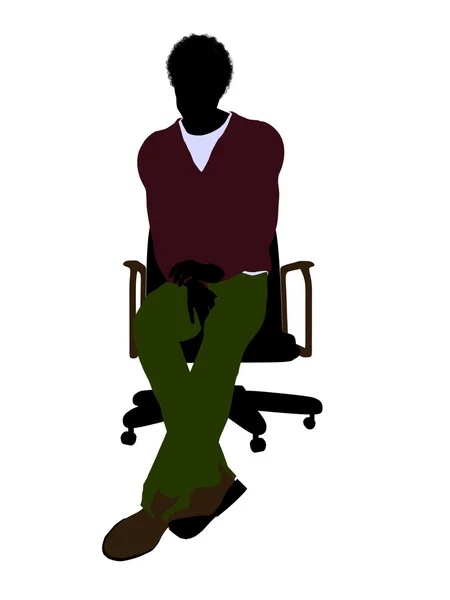 Afro-Amerikan casual adam sandalyede oturan — Stok fotoğraf