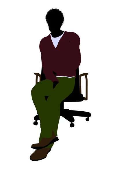 African American Casual Man Sitting On A Chair I — Stock Photo, Image