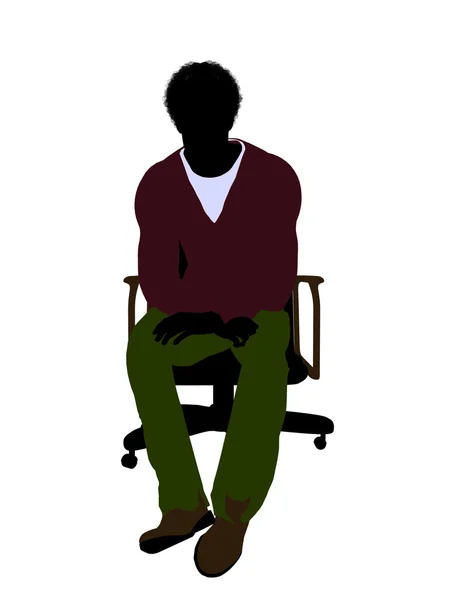 私は椅子に座っているアフリカ系アメリカ人のカジュアルな男 — ストック写真