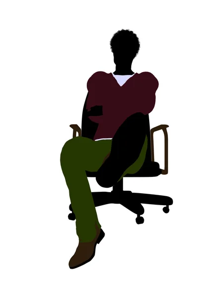 Afro-Amerikan casual adam sandalyede oturan — Stok fotoğraf