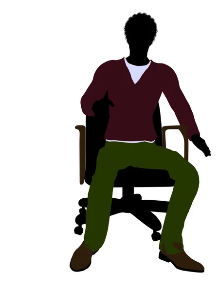 Afroamerikanska casual man sitter på en stol jag — Stockfoto