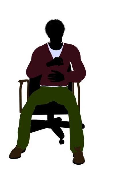 Afro-amerikai hétköznapi ember ül egy széken — Stock Fotó