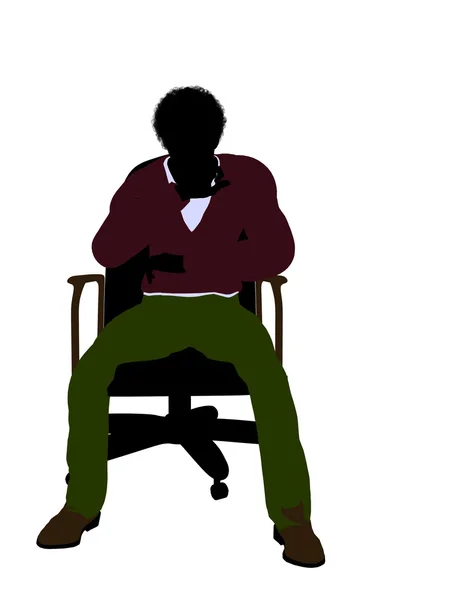 Αφρικανική αμερικανική περιστασιακή άνθρωπος που κάθεται σε μια καρέκλα μου — Φωτογραφία Αρχείου