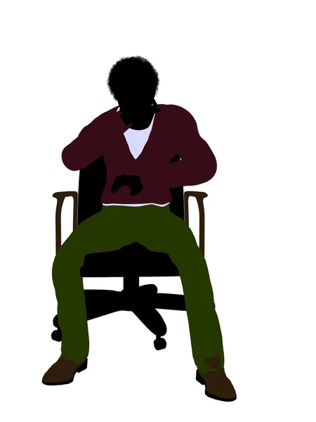 Afroamericano casual uomo seduta su un sedia io — Foto Stock