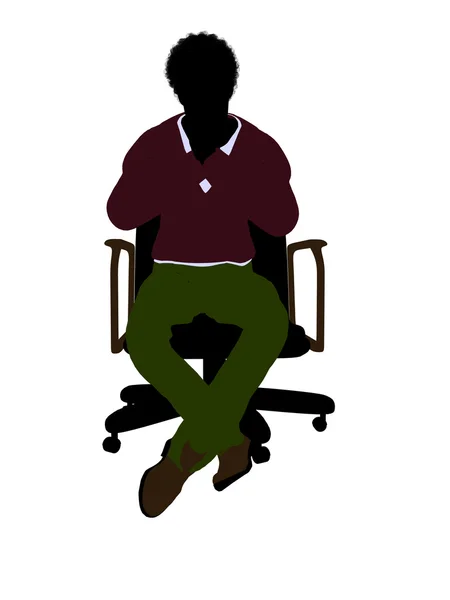 African American Casual Man Sitting On A Chair I — Stok Foto