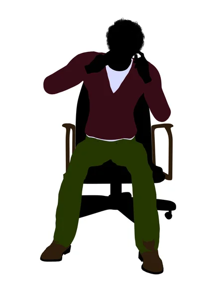 Afroamerikansk afslappet mand sidder på en stol jeg - Stock-foto